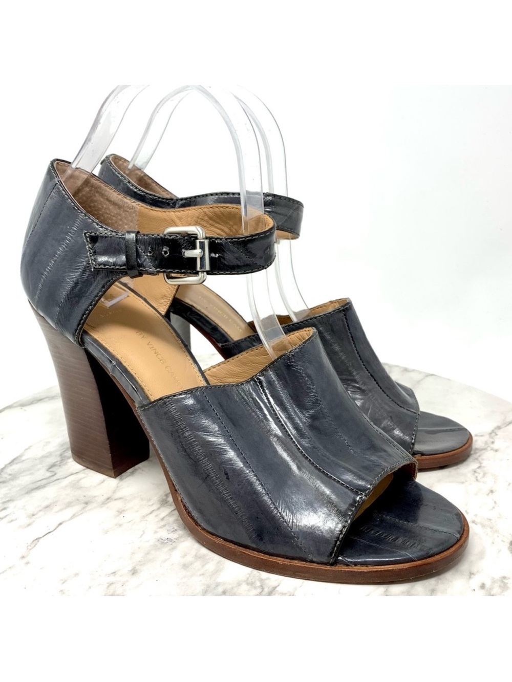 VC Signature by Vince Camuto Phylida Gray Leather Pumps 9.5 Bohemian Classic